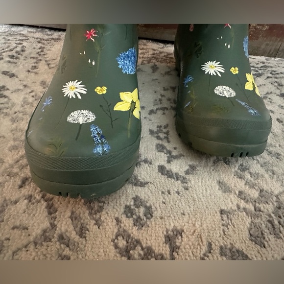 Women's Joules Size 10 Green Welly Floral Print Rain Boots - Picture 5 of 12